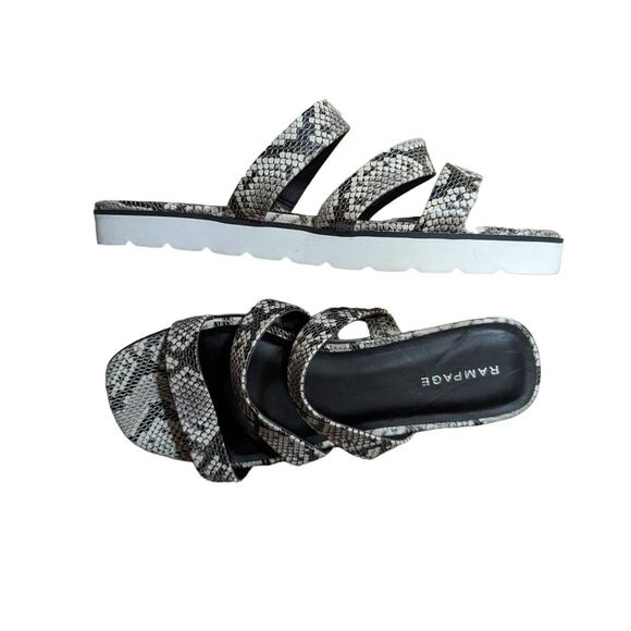 New Rampage Ally Snake Print Strappy Slide Sandal Gray Black size 10 - Picture 1 of 5